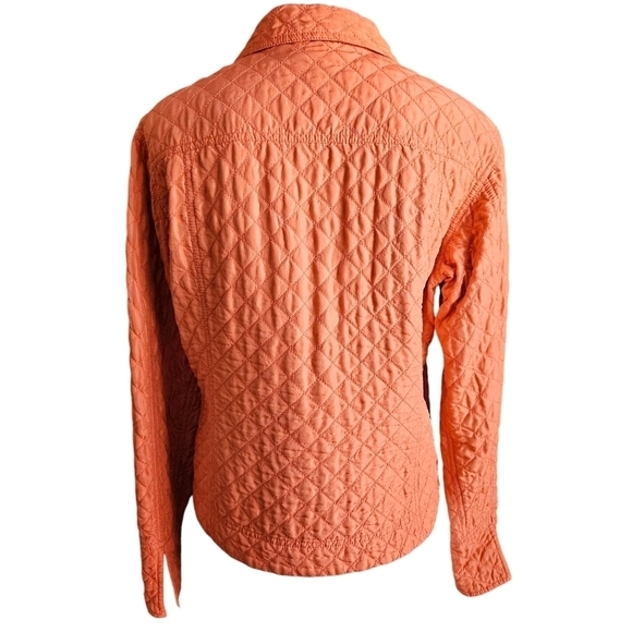 debra deRoo Women’s Jacket Small Orange 100% Silk Quilted Zip Jacket Gray Lining - Picture 4 of 12